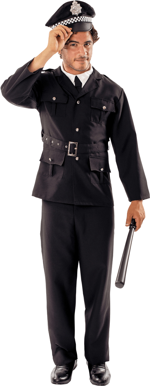 Police_ Officer_ Saluting_with_ Baton PNG Image