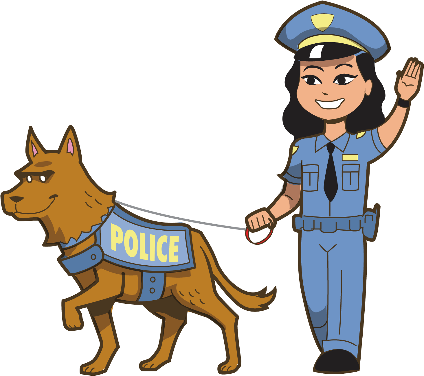 Police Officerand K9 Unit Cartoon PNG Image