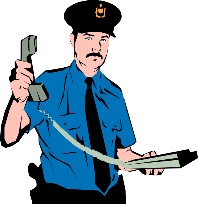 Policemanwith Phone Vector Illustration PNG Image