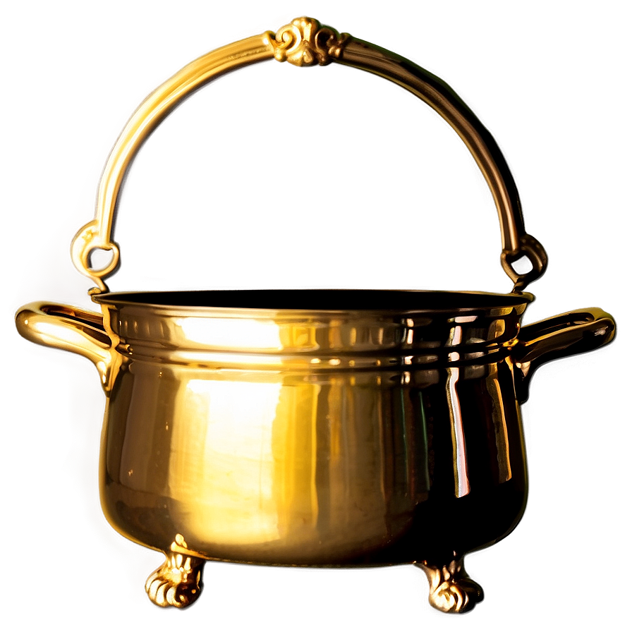 Polished Brass Cooking Pot Png 06122024 PNG Image