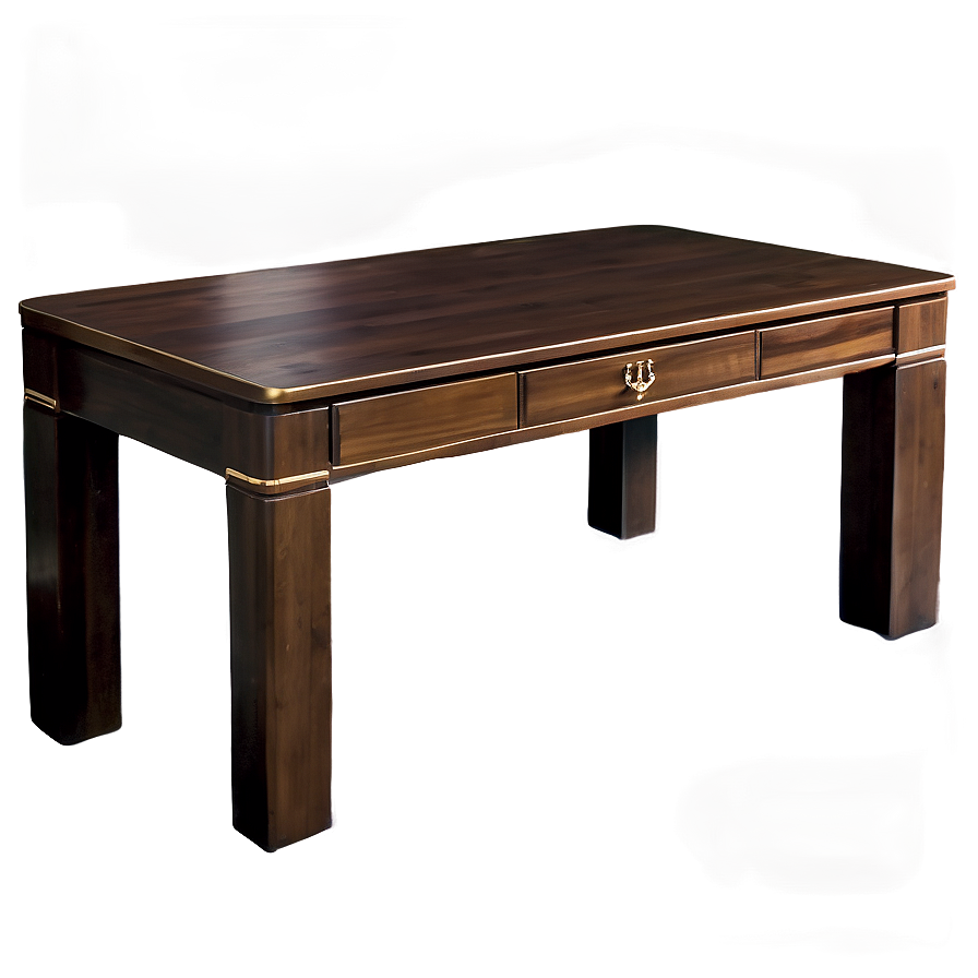 Polished Brown Wooden Desk Png 06202024 PNG Image