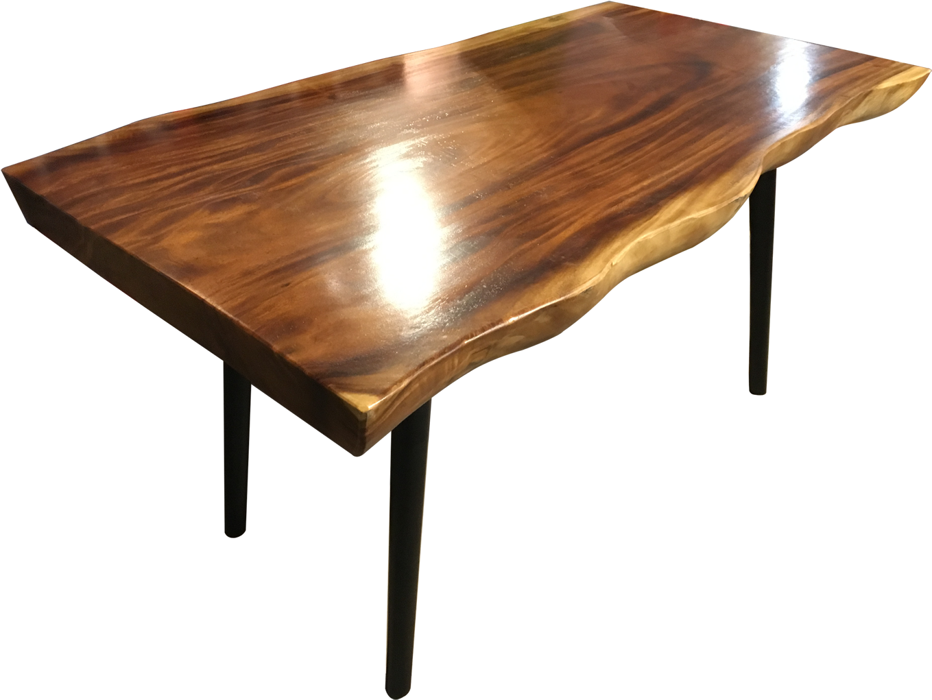 Polished Wooden Tablewith Black Legs PNG Image