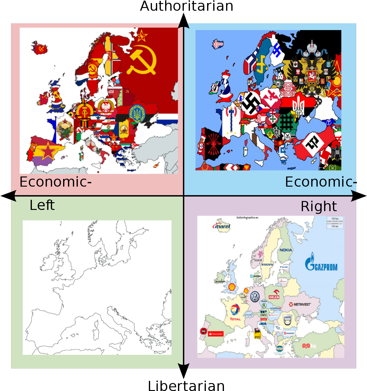 Political Spectrum Europe Cartoon Map PNG Image