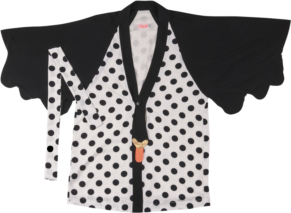 Polka Dot Black Trim Kimono PNG Image