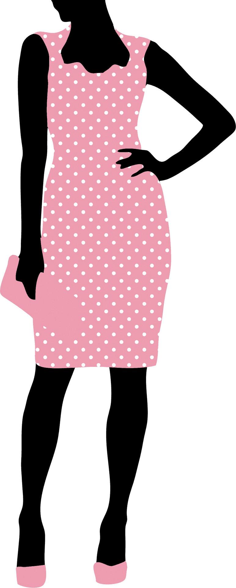 Polka Dot Dress Silhouette PNG Image