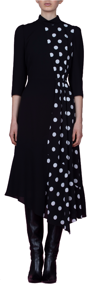 Polka Dot Dressand Boots PNG Image