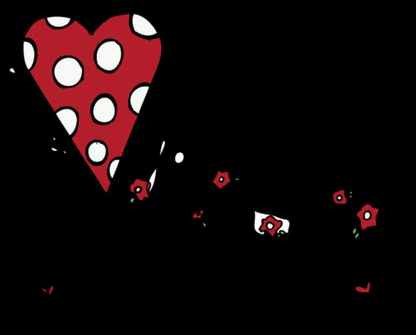 Polka Dot Heart Art PNG Image