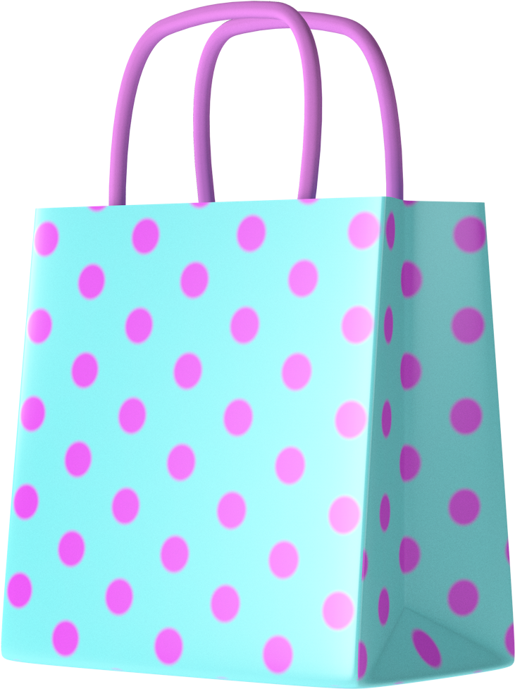 Polka Dot Shopping Bag3 D Render PNG Image