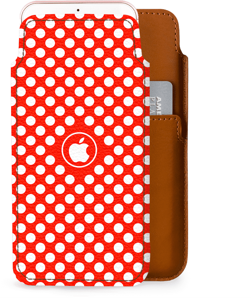 Polka Dot Smartphonein Leather Case PNG Image