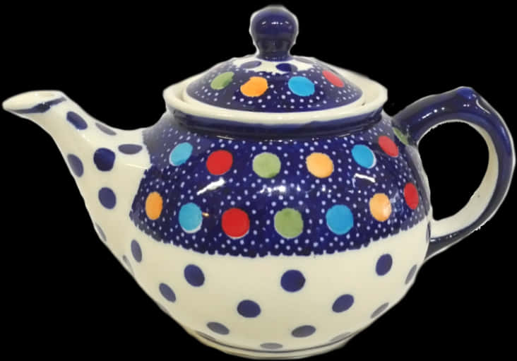 Polka Dot Teapot Design PNG Image