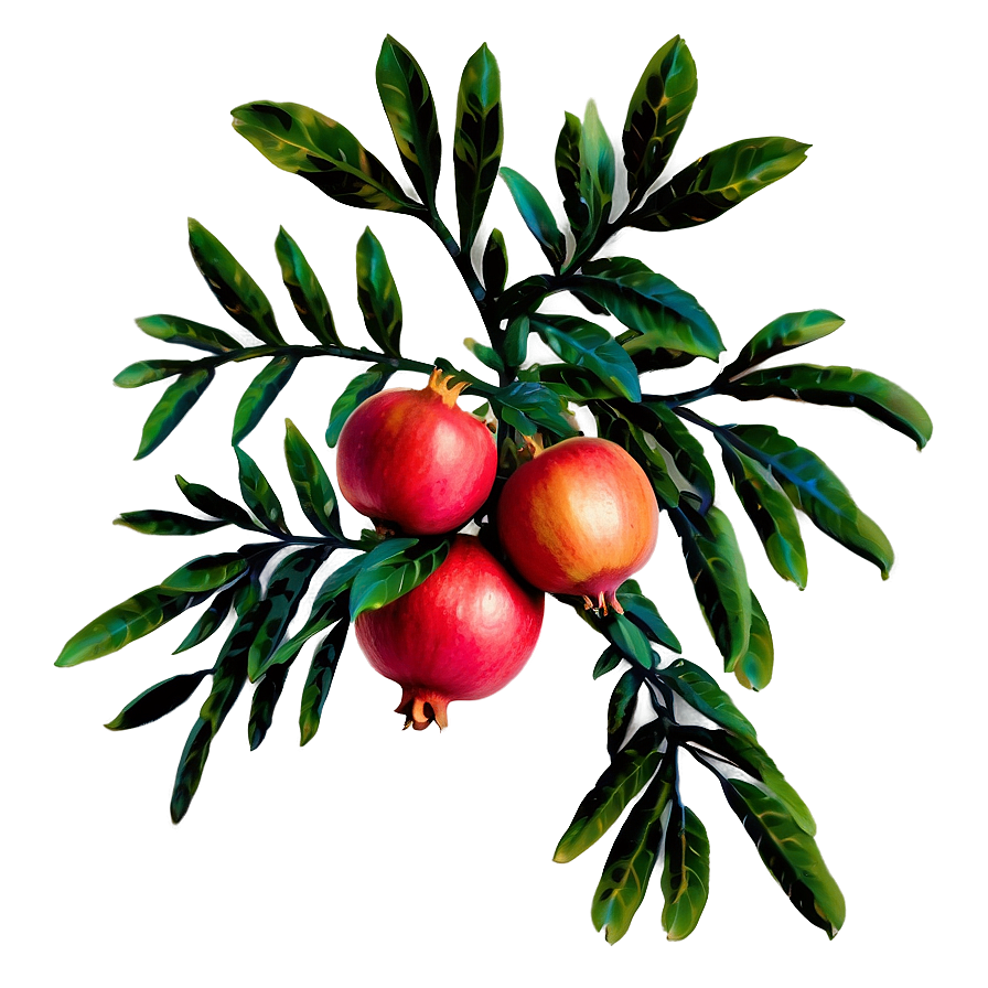 Pomegranate On Tree Branch Png Eqh PNG Image