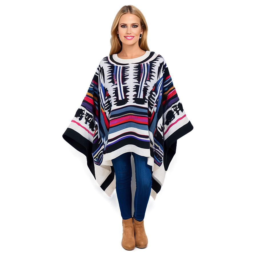 Poncho In Bold Prints Png Ifu80 PNG Image