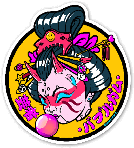 Pop Art Geisha Sticker PNG Image