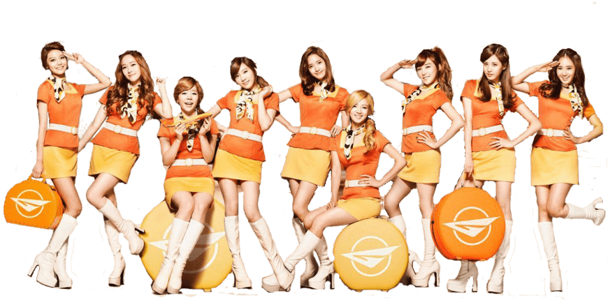 Pop_ Group_in_ Orange_ Attire PNG Image