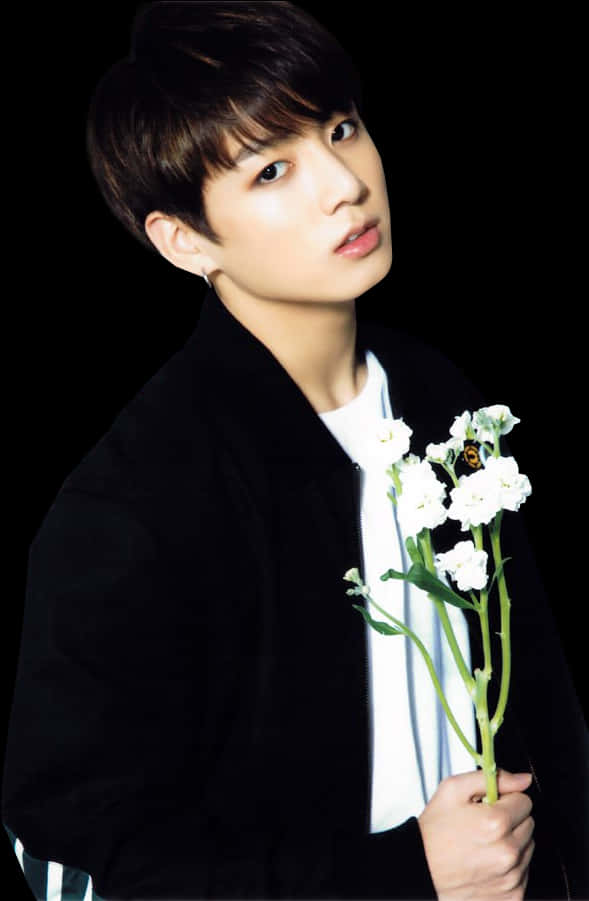 Pop Star With White Flowers PNG Image