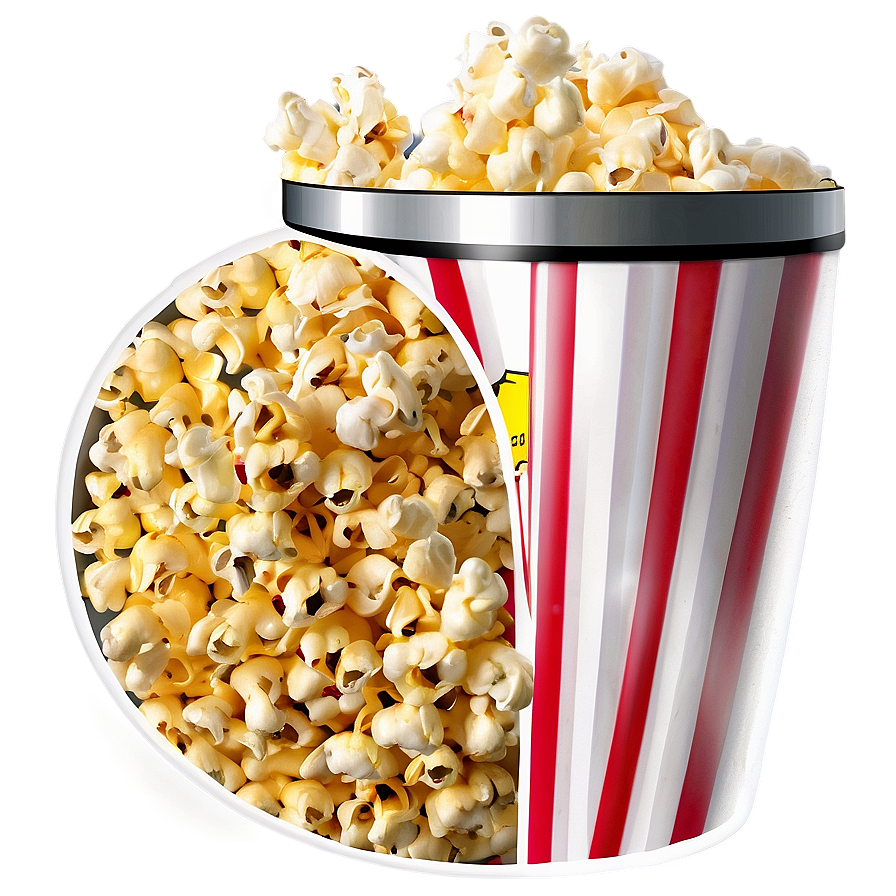 Popcorn Bucket With Butter Topping Png Row PNG Image