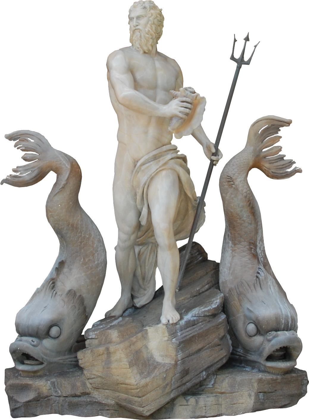 Poseidon Statuewith Dolphins PNG Image