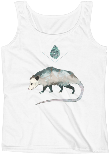 Possum Print White Tank Top PNG Image