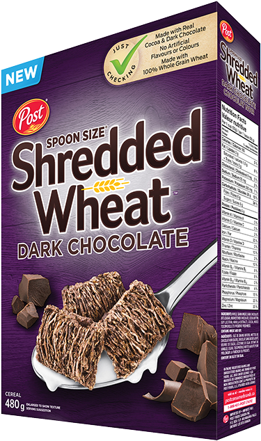 Post Shredded Wheat Dark Chocolate Cereal Box PNG Image