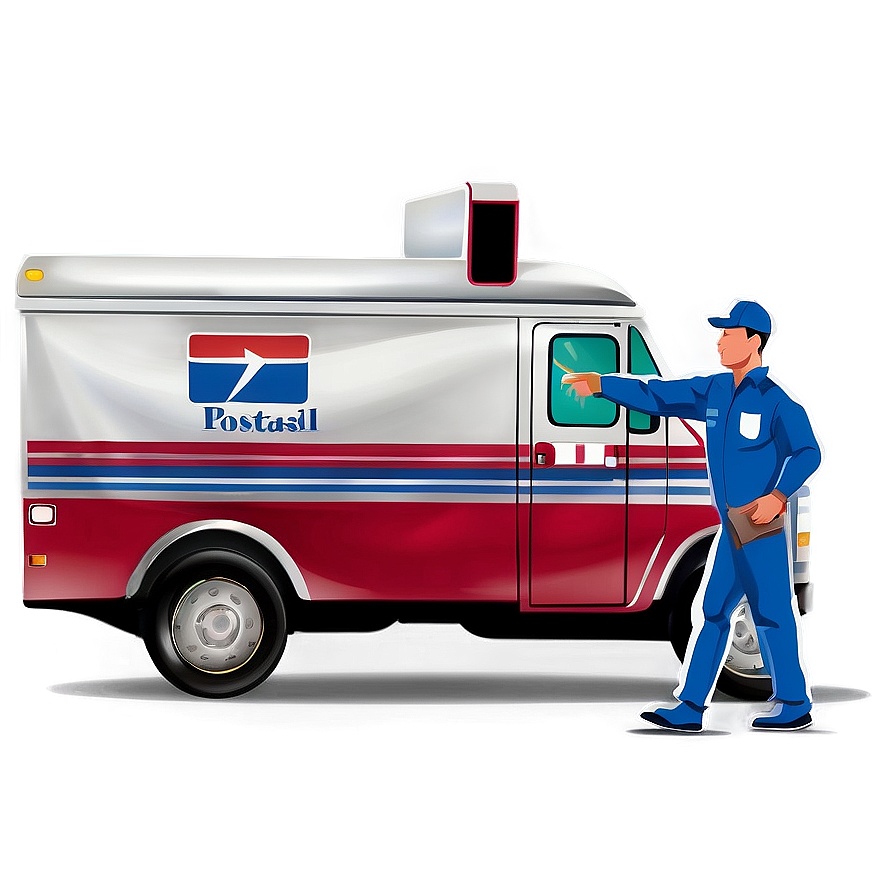 Postal Worker Loading Mail Truck Png Nfv49 PNG Image