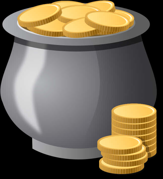 Potof Gold Coins Vector PNG Image