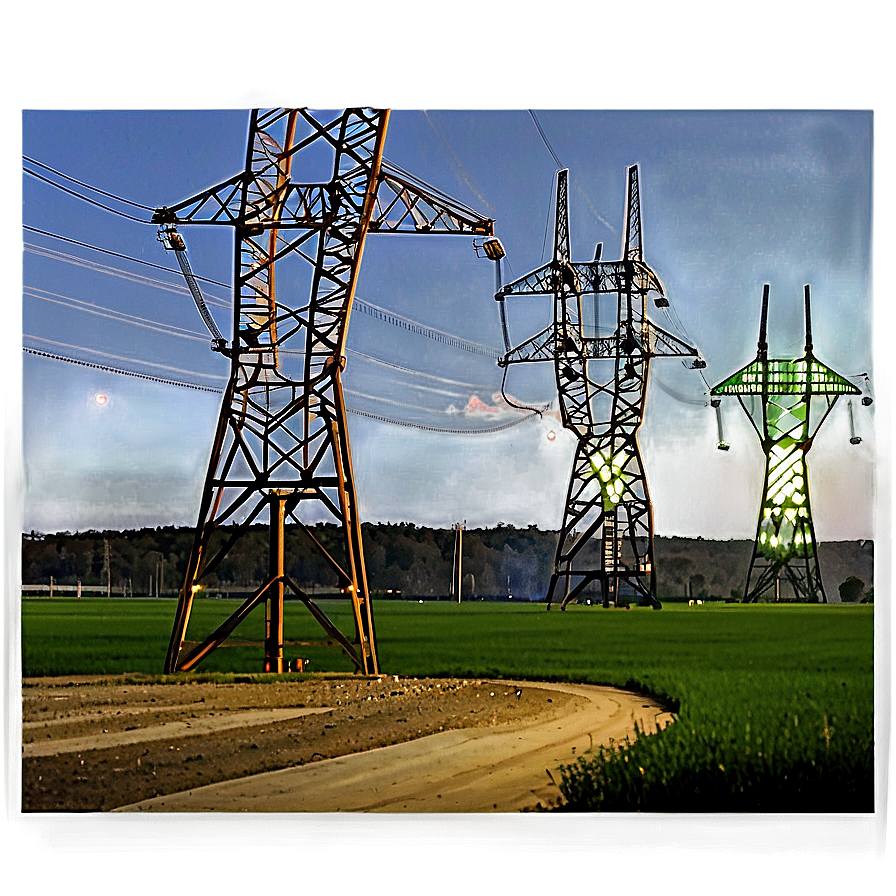 Power Line Towers Field Png 06282024 PNG Image