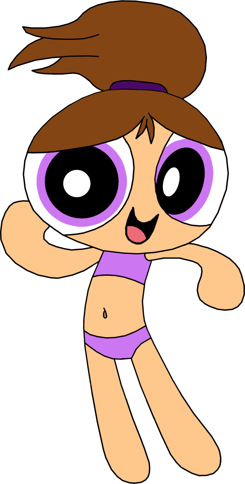 Powerpuff Girl Brown Hair Purple Outfit PNG Image