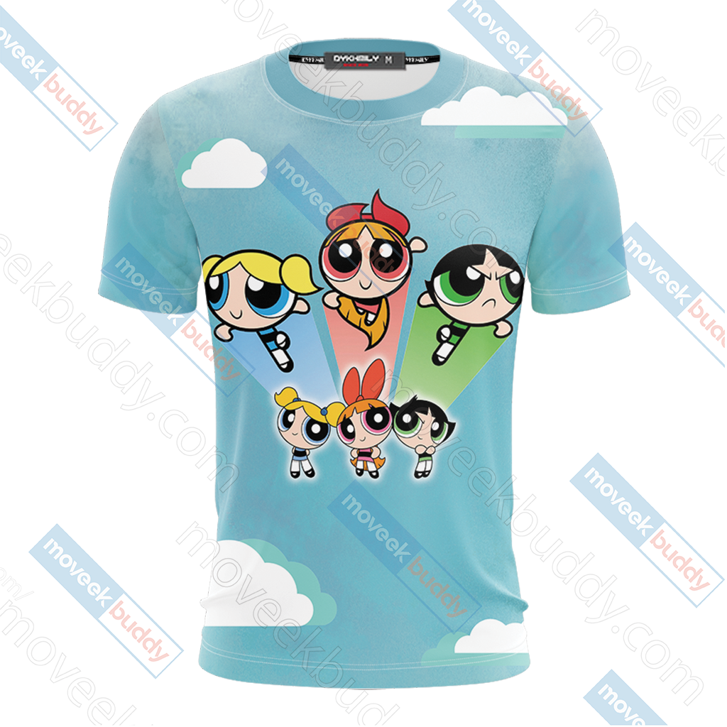 Powerpuff Girls Blue Sky T Shirt Design PNG Image