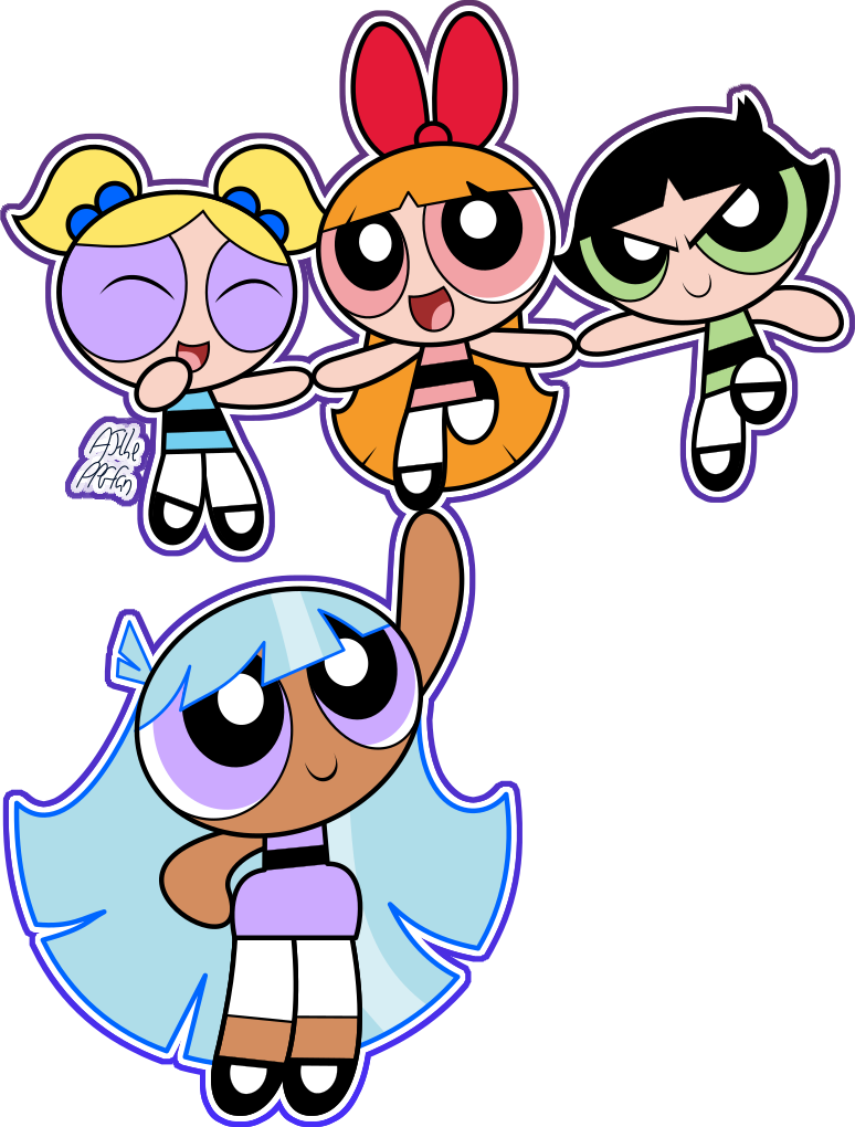 Powerpuff Girls Flying Together PNG Image