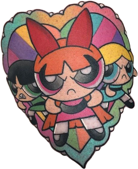 Powerpuff Girls Heart Tattoo Design PNG Image