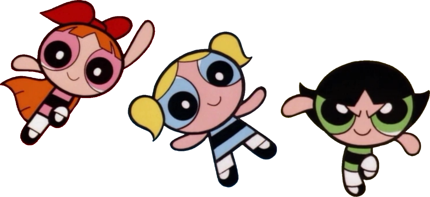 Powerpuff Girls Trio Flying PNG Image