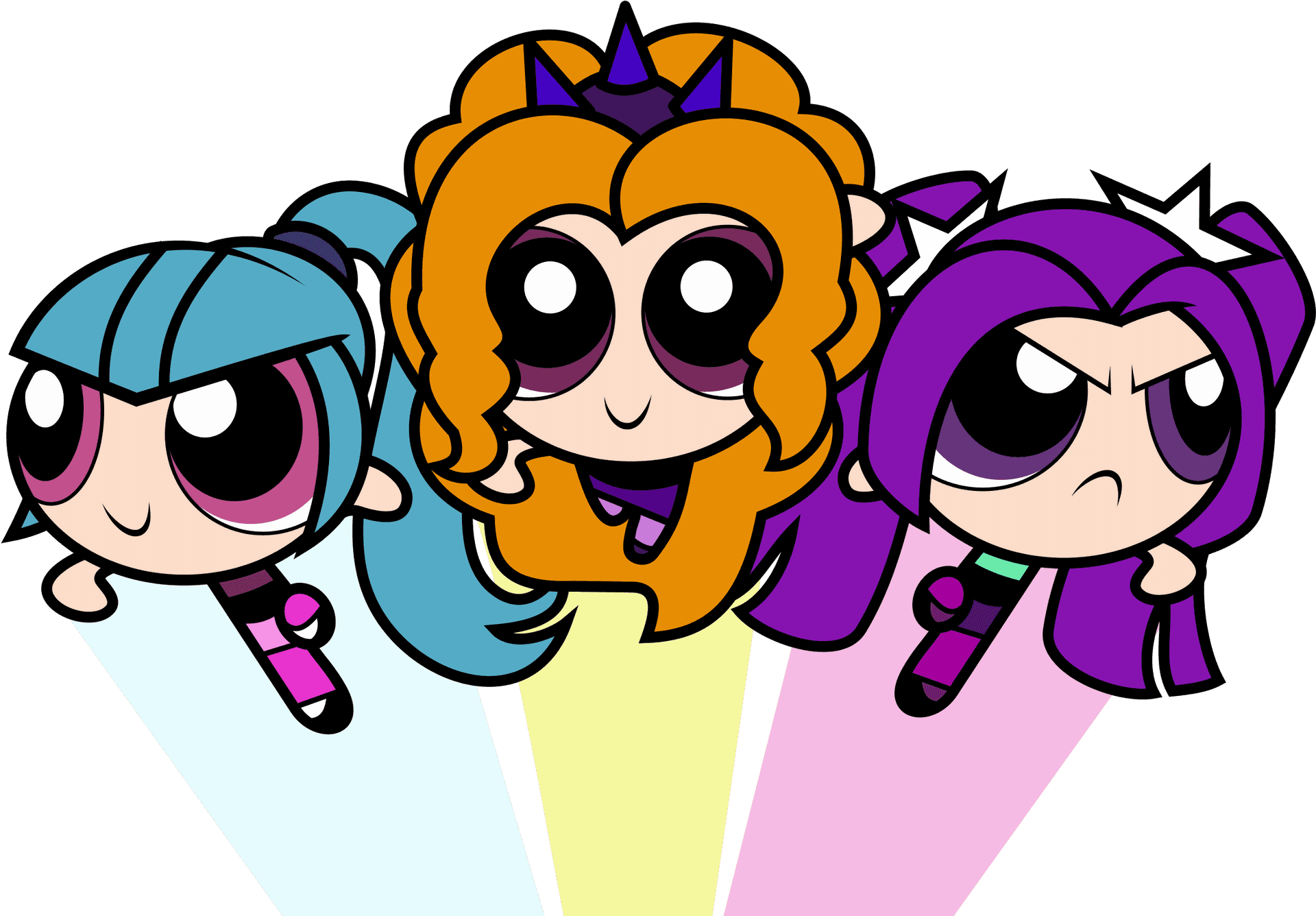 Powerpuff Girls Trio Illustration PNG Image