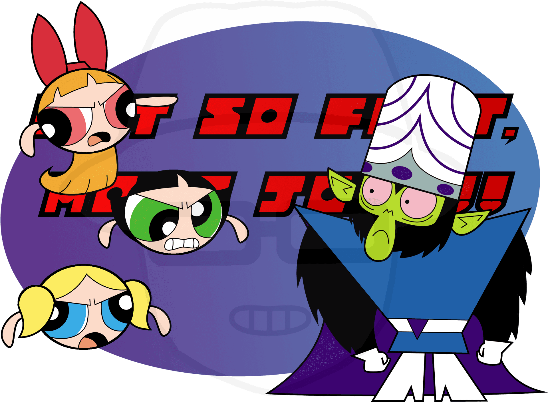 Powerpuff Girlsand Mojo Jojo Showdown PNG Image