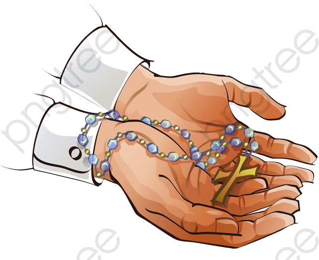 Prayer Beadsand Crossin Hand PNG Image