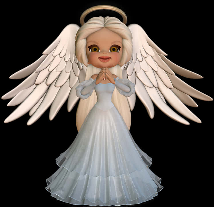 Praying Cartoon Angel PNG Image