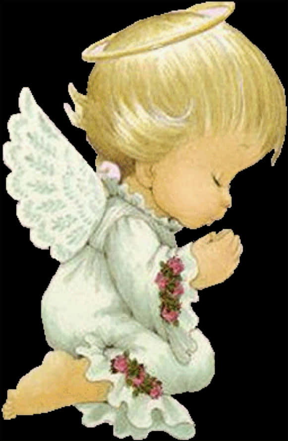 Praying Child Angel Illustration PNG Image