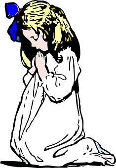 Praying Child Illustration PNG Image