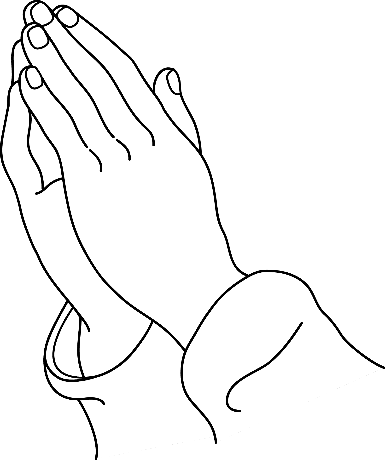 Praying Hands Line Art PNG Image