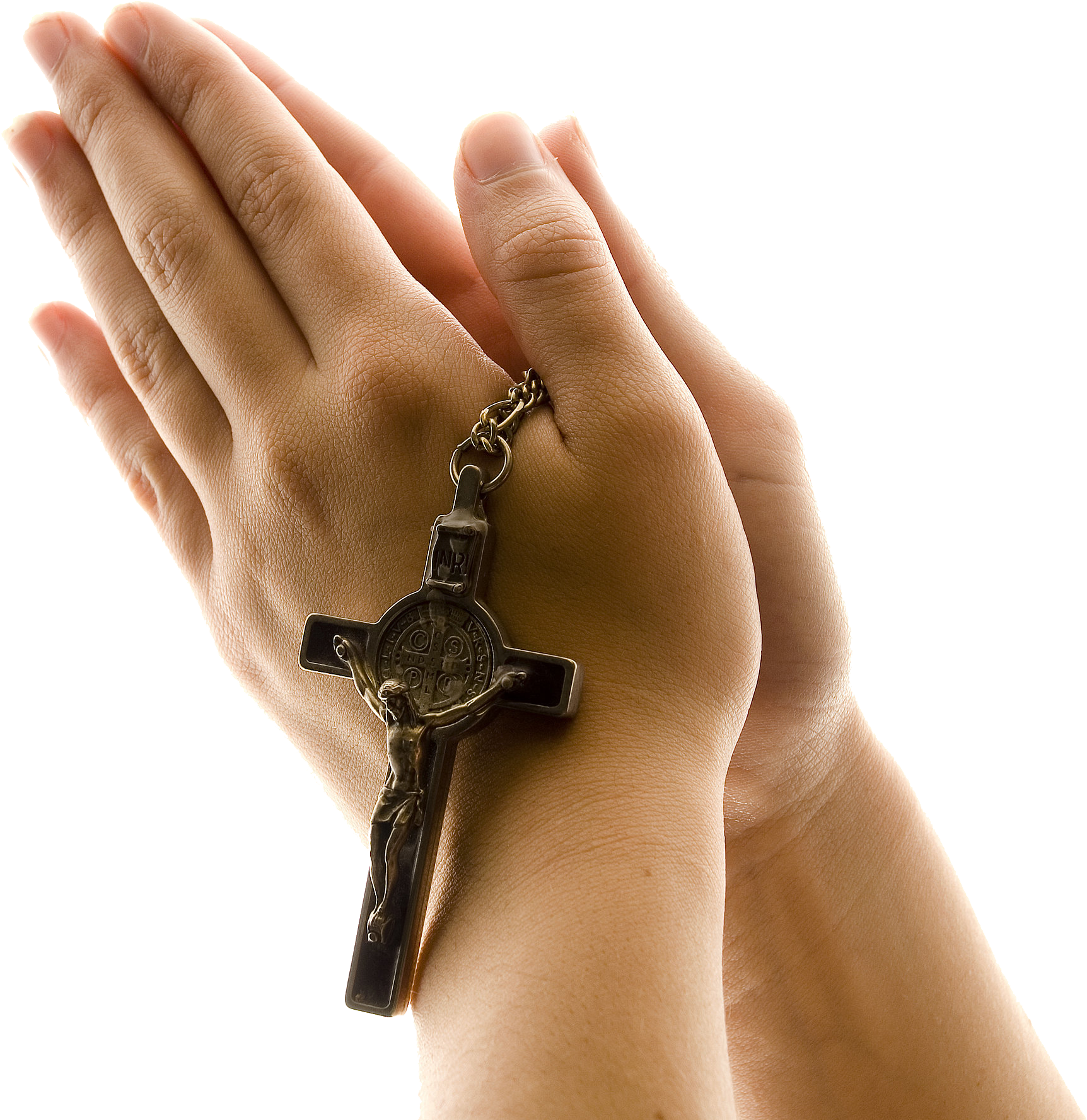 Praying_ Hands_ With_ Cross_ Pendant PNG Image