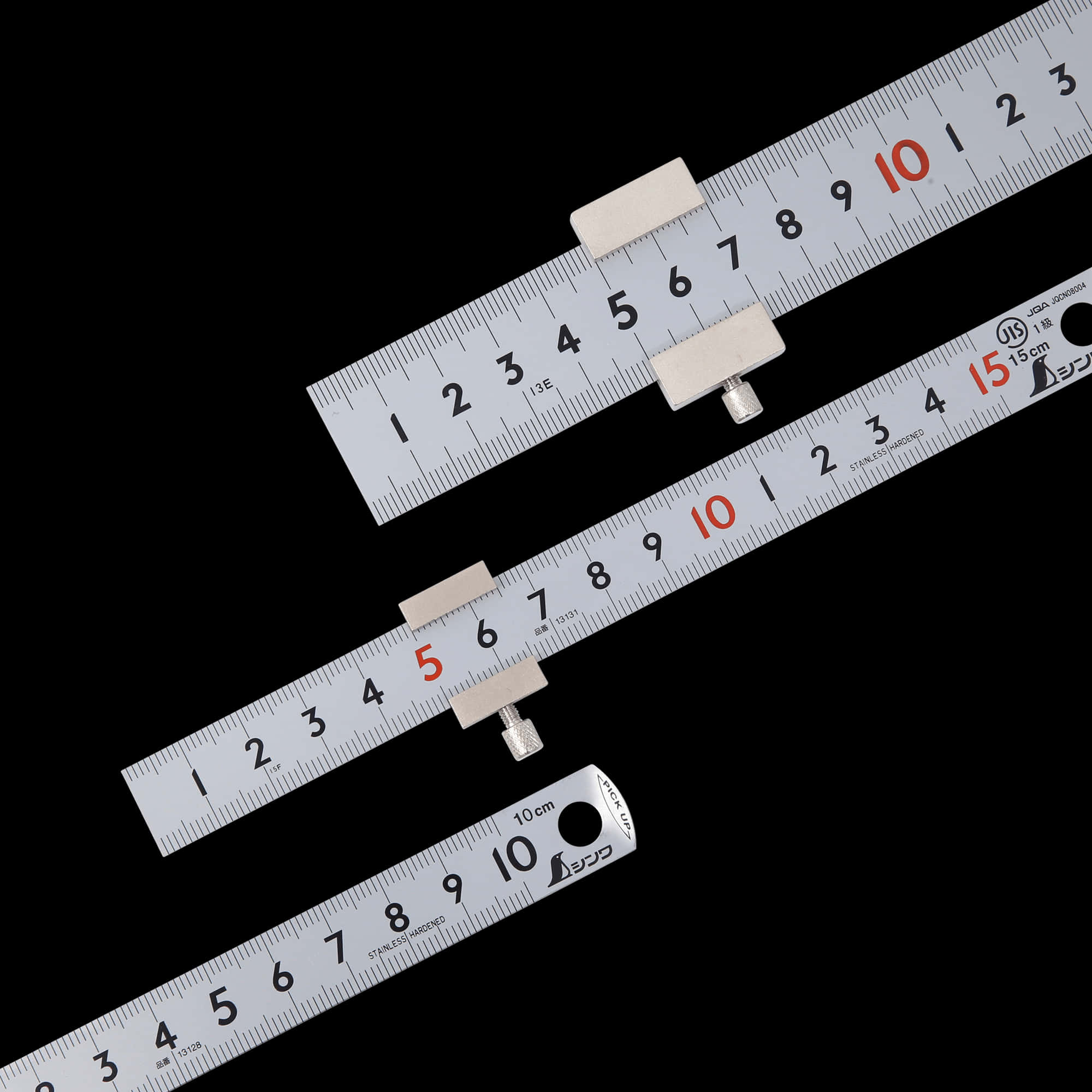 Precision Metal Rulers Black Background PNG Image