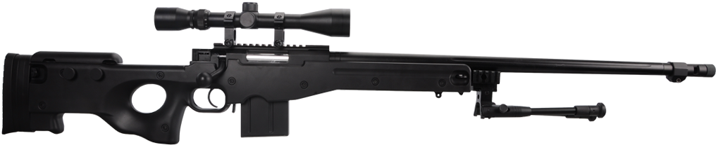 Precision Sniper Rifle Side View PNG Image