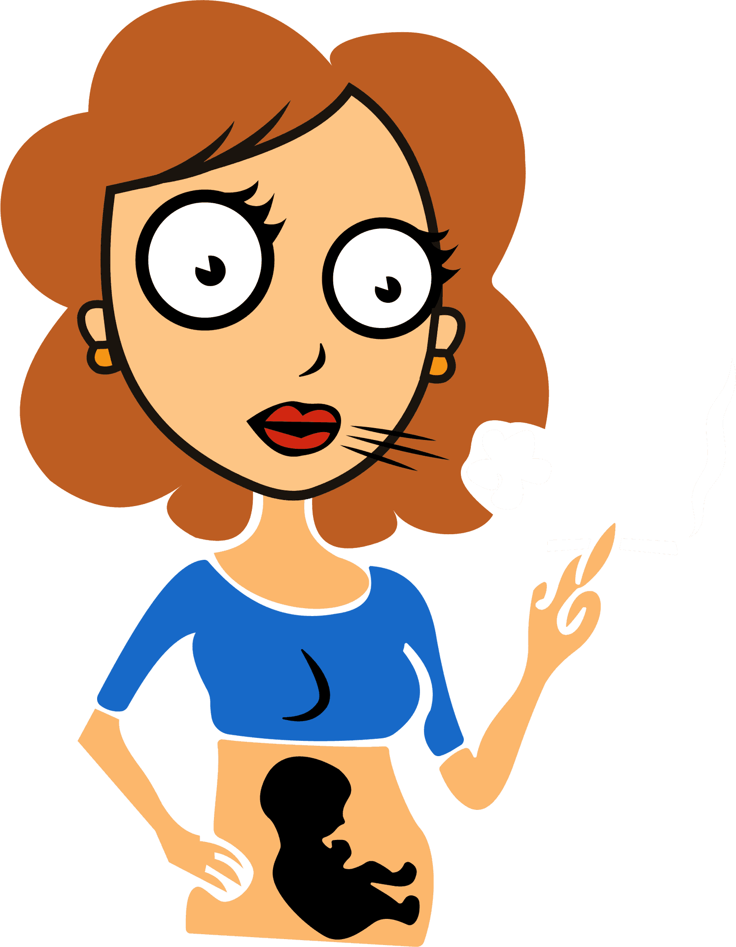 Pregnant Woman Smoking Cartoon PNG Image