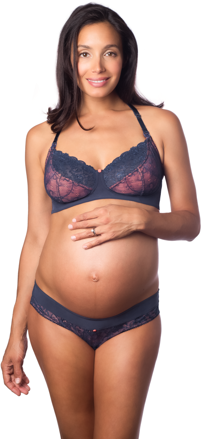 Pregnant Womanin Lace Lingerie PNG Image