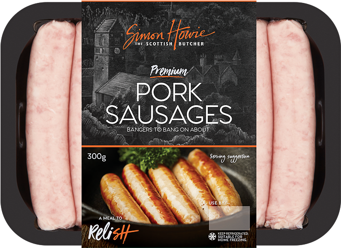 Premium Pork Sausages Packaging PNG Image