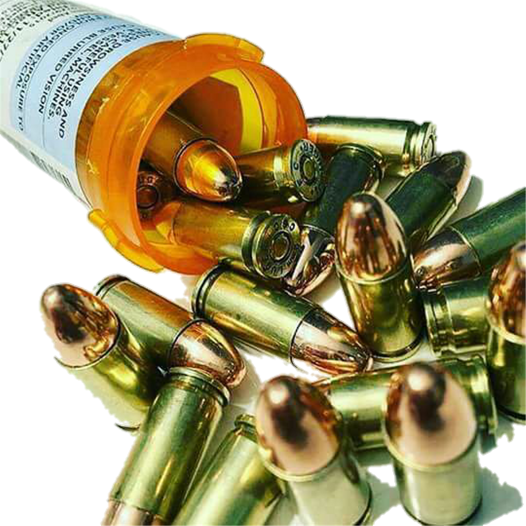 Prescription Bottlewith Bullets PNG Image