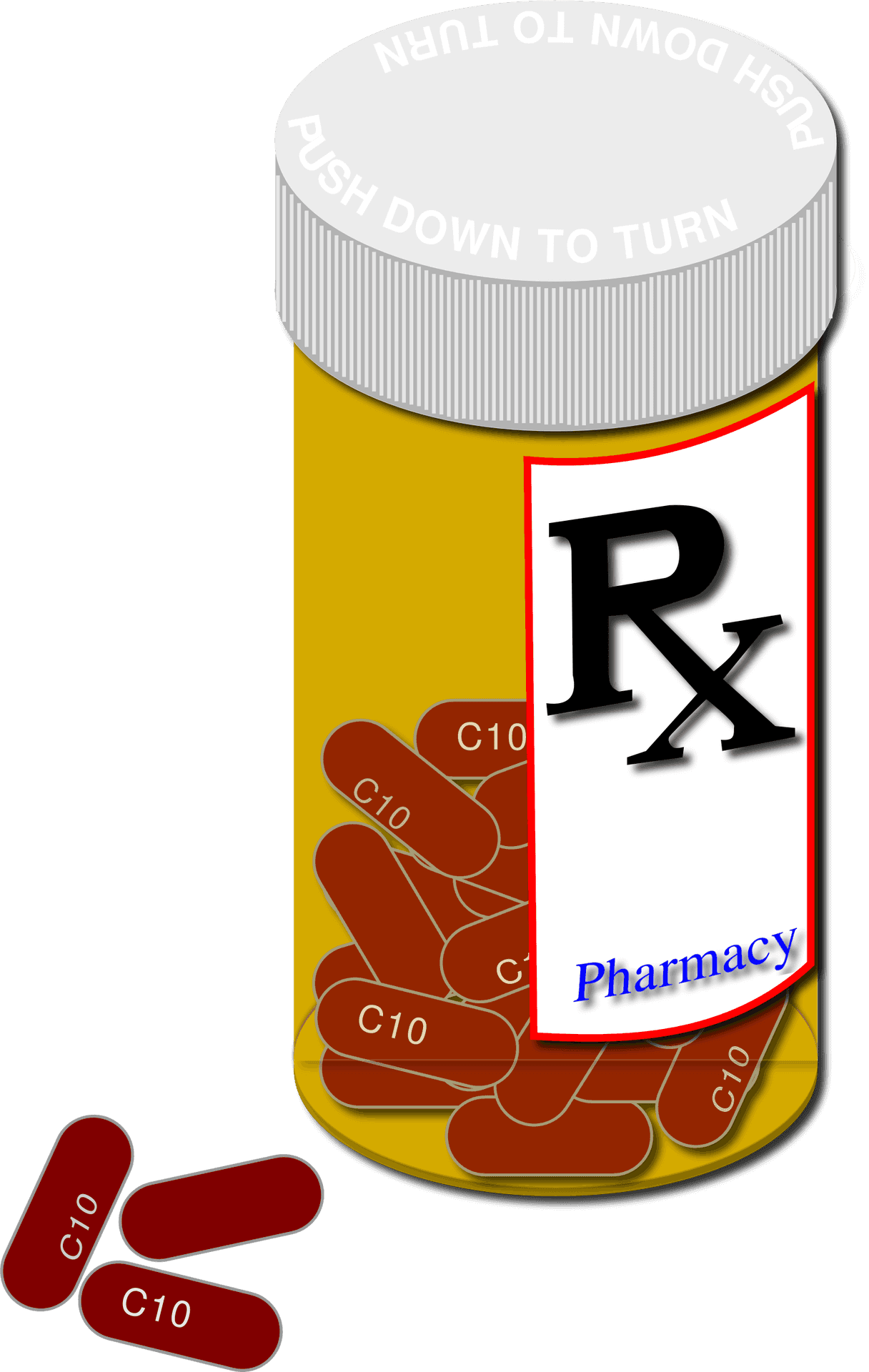 Prescription Medication Bottle With Pills PNG Image