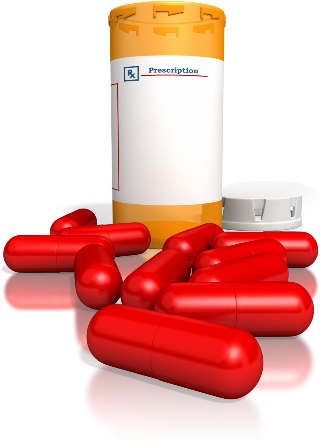 Prescription Medication Bottleand Red Capsules PNG Image