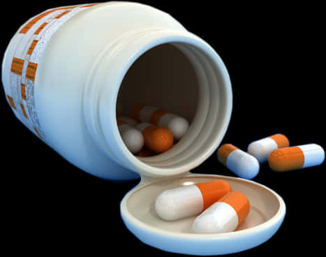 Prescription Pills Spilled From Bottle PNG Image