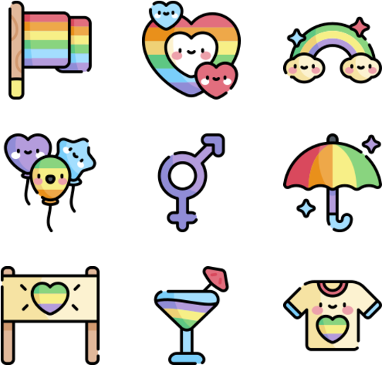 Pride Themed Icons Set PNG Image