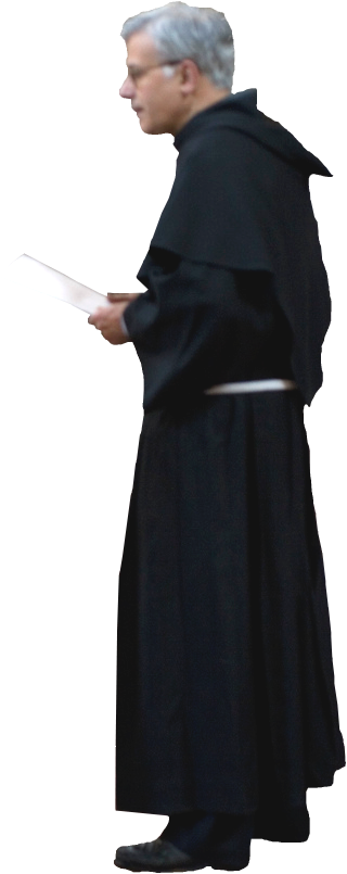 Priestin Black Robe Holding Paper PNG Image